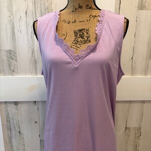 LANE BRYANT RIBBED TANK TOP WITH LACE 14/16 LAVENDER  NWOT